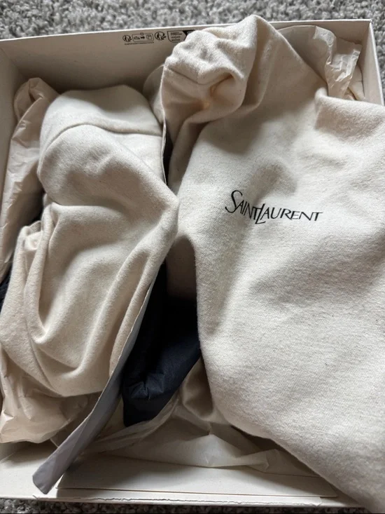 Saint Laurent La Scandale Grenat Patent Leather Slingback Square Peep Toe - Picture 7 of 7